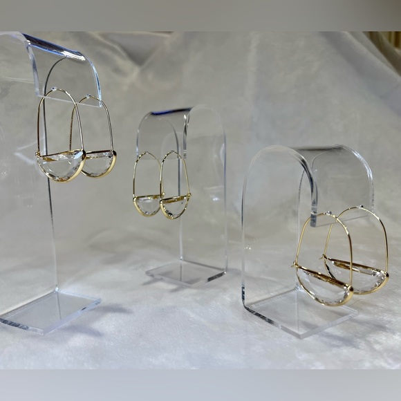 Anthropologie Inspired Gold Toned Crystal Drop Earrings - Picture 2 of 5